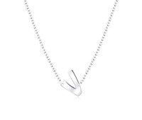 Silver Initial Letter Necklace V SPE-5562